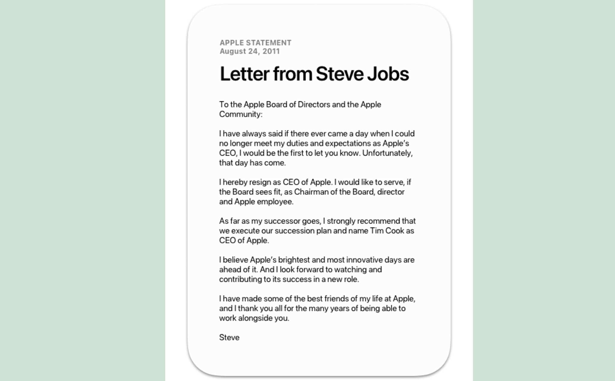 Bức thư từ Steve Jobs